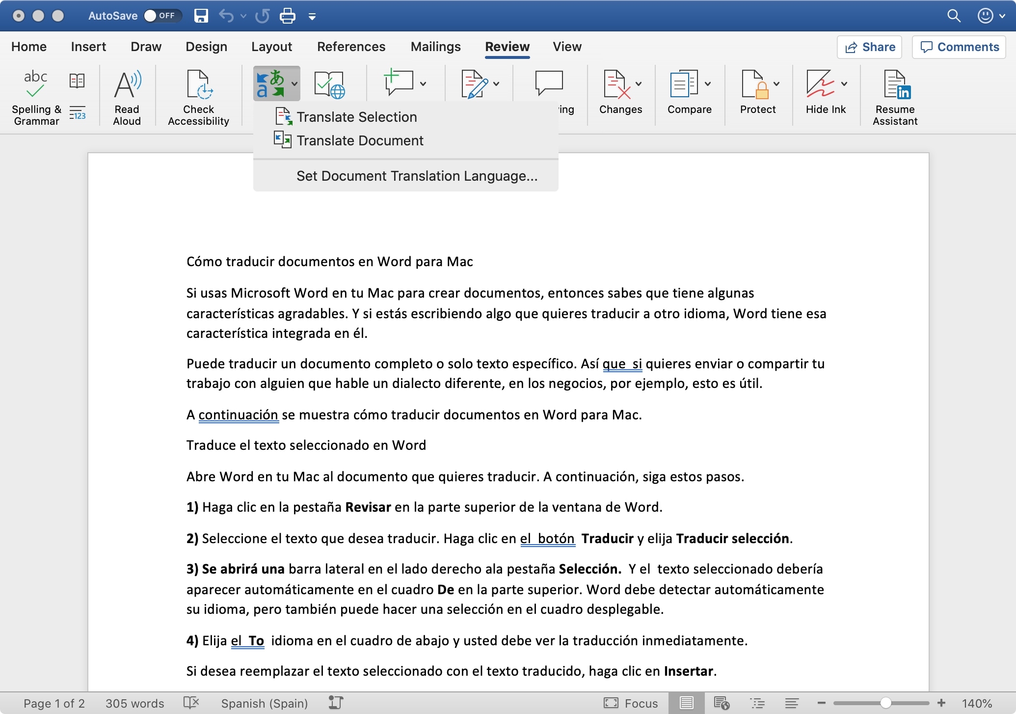 translate word for mac document
