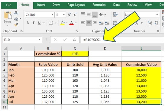 shortcut for putting a dollar sign and lock columns and rows in excel formulas mac